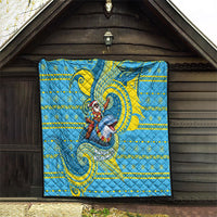 Tuvalu Christmas Quilt Santa Riding Ocean Dolphin