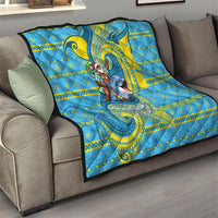 Tuvalu Christmas Quilt Santa Riding Ocean Dolphin