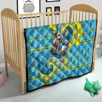 Tuvalu Christmas Quilt Santa Riding Ocean Dolphin