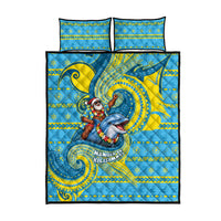 Tuvalu Christmas Quilt Bed Set Santa Riding Ocean Dolphin