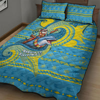 Tuvalu Christmas Quilt Bed Set Santa Riding Ocean Dolphin