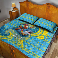 Tuvalu Christmas Quilt Bed Set Santa Riding Ocean Dolphin