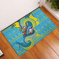 Tuvalu Christmas Rubber Doormat Santa Riding Ocean Dolphin