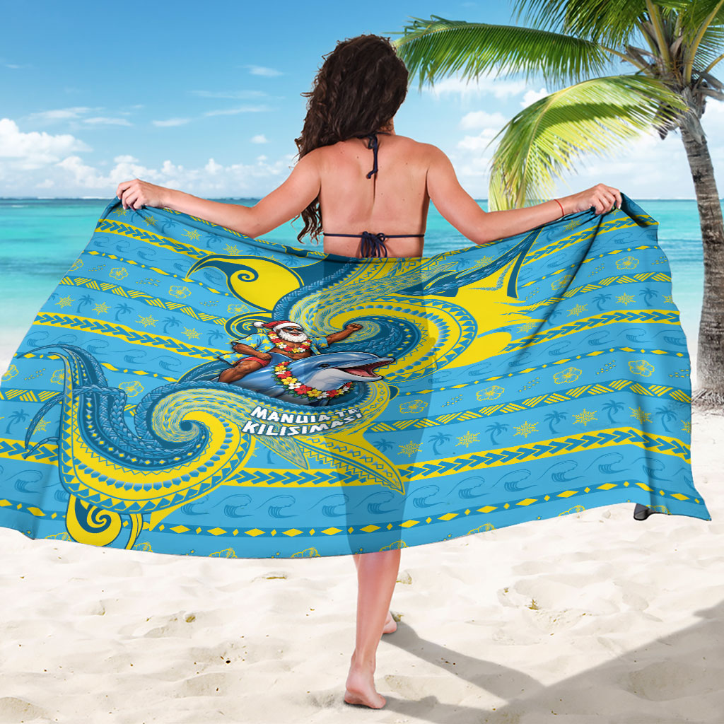 Tuvalu Christmas Sarong Santa Riding Ocean Dolphin
