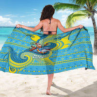 Tuvalu Christmas Sarong Santa Riding Ocean Dolphin