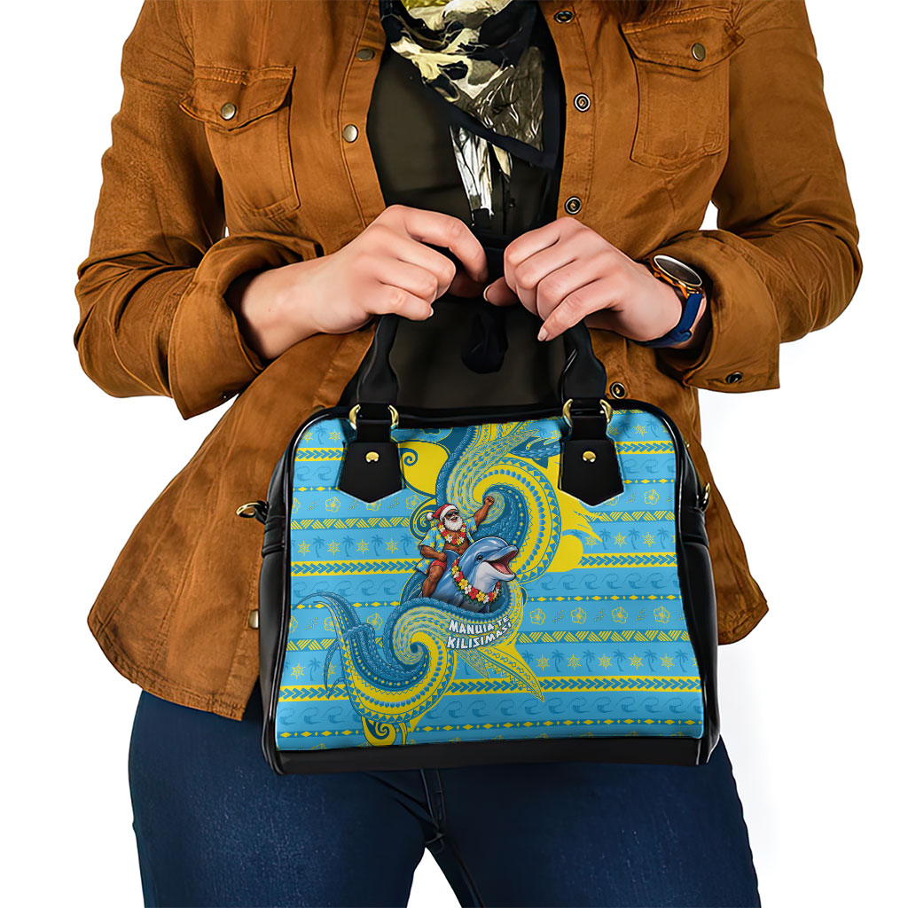Tuvalu Christmas Shoulder Handbag Santa Riding Ocean Dolphin DT05 - Polynesian Pride