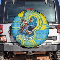 Tuvalu Christmas Spare Tire Cover Santa Riding Ocean Dolphin