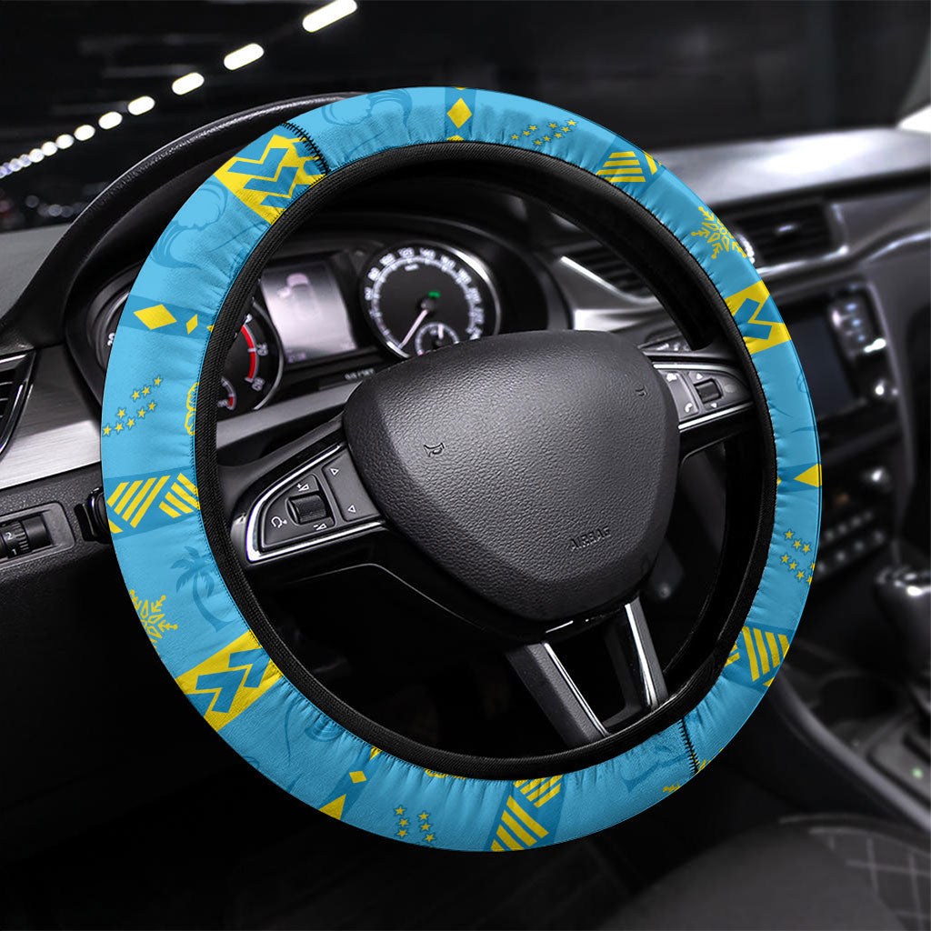 Tuvalu Christmas Steering Wheel Cover Santa Riding Ocean Dolphin