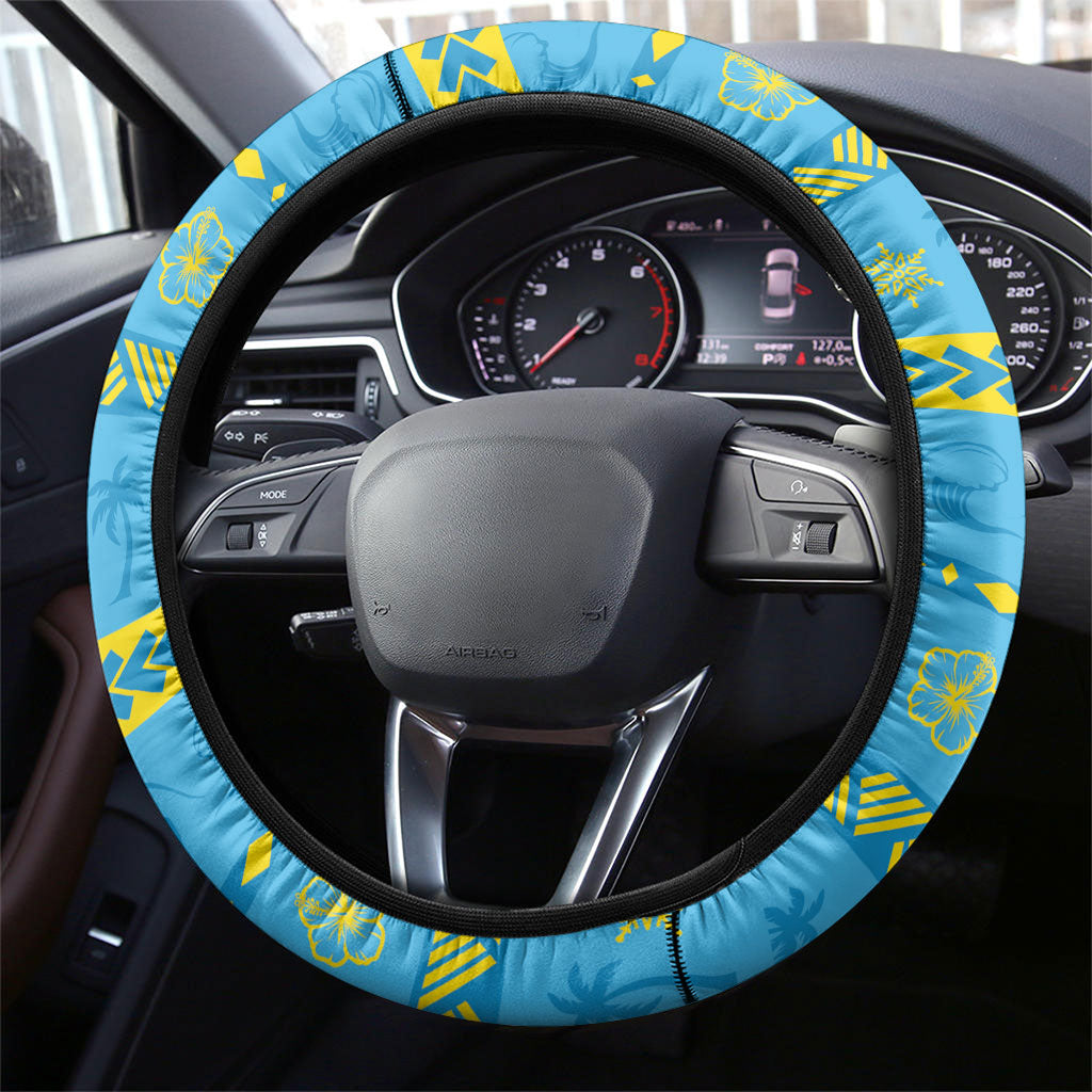 Tuvalu Christmas Steering Wheel Cover Santa Riding Ocean Dolphin