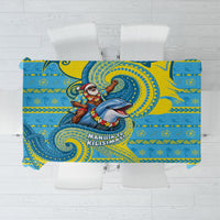 Tuvalu Christmas Tablecloth Santa Riding Ocean Dolphin