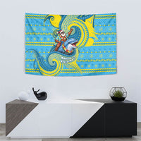 Tuvalu Christmas Tapestry Santa Riding Ocean Dolphin
