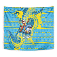 Tuvalu Christmas Tapestry Santa Riding Ocean Dolphin