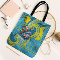 Tuvalu Christmas Tote Bag Santa Riding Ocean Dolphin