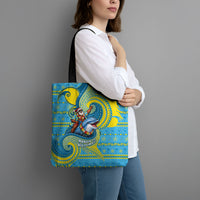 Tuvalu Christmas Tote Bag Santa Riding Ocean Dolphin