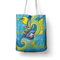 Tuvalu Christmas Tote Bag Santa Riding Ocean Dolphin