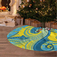 Tuvalu Christmas Tree Skirt Santa Riding Ocean Dolphin DT05 - Polynesian Pride