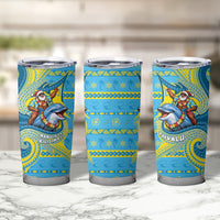 Tuvalu Christmas Tumbler Cup Santa Riding Ocean Dolphin DT05 - Polynesian Pride