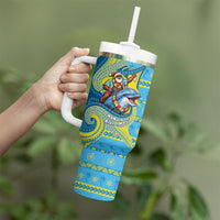 Tuvalu Christmas Tumbler With Handle Santa Riding Ocean Dolphin