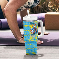 Tuvalu Christmas Tumbler With Handle Santa Riding Ocean Dolphin