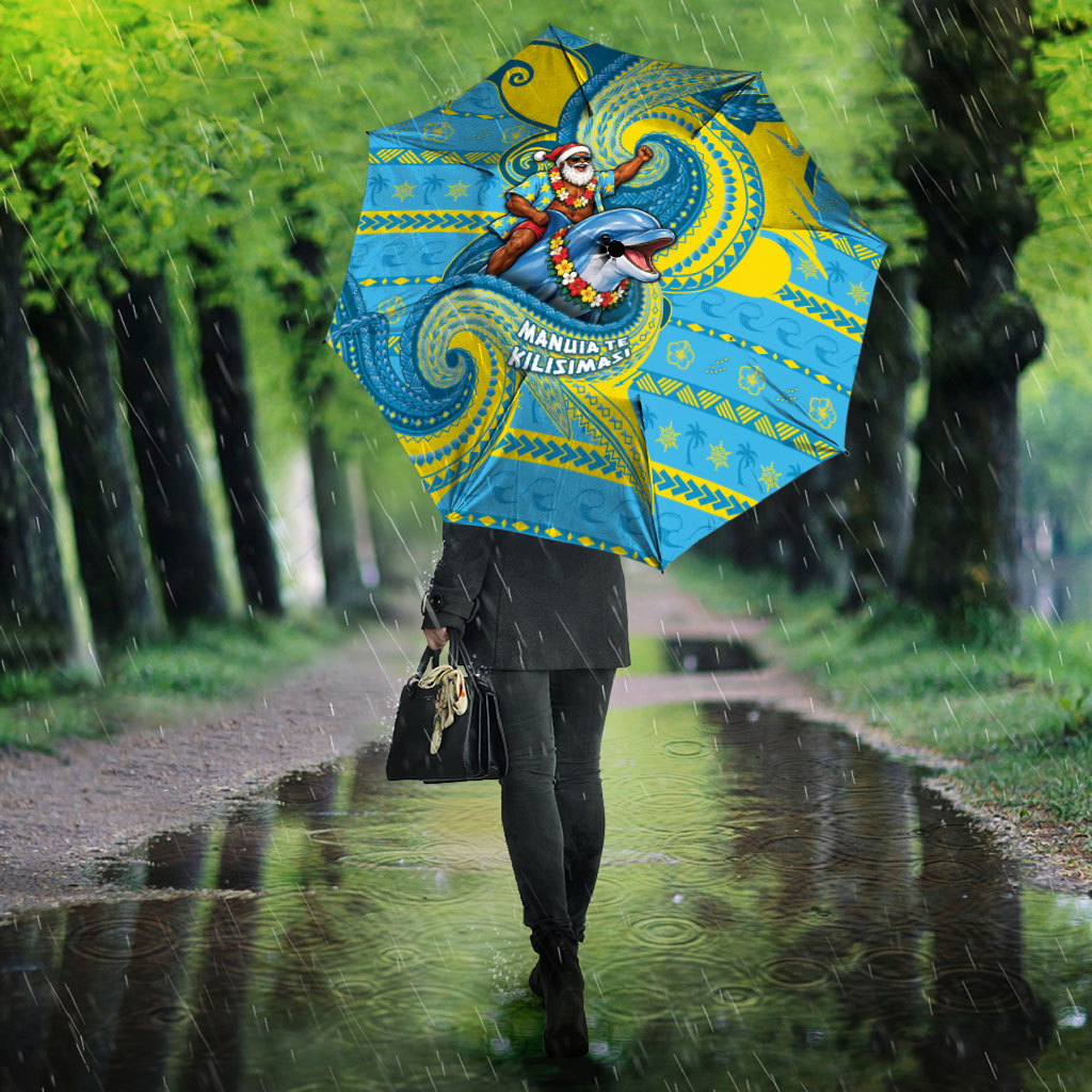 Tuvalu Christmas Umbrella Santa Riding Ocean Dolphin DT05 - Polynesian Pride