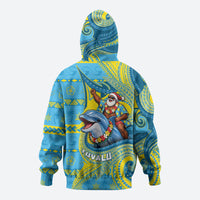 Tuvalu Christmas Zip Hoodie Santa Riding Ocean Dolphin DT05 - Polynesian Pride