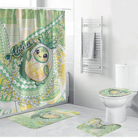 Hawaii Pineapple Bathroom Set Cute Cosplay Turtle Plumeria Spiral DT05 Bathroom Set (4 pcs) Mint - Polynesian Pride