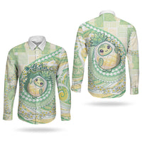 Hawaii Pineapple Couples Matching Summer Maxi Dress and Long Sleeve Button Shirt Cute Cosplay Turtle Plumeria Spiral DT05 - Polynesian Pride