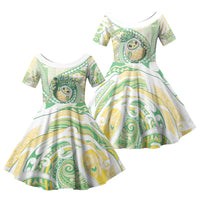 Hawaii Pineapple Family Matching Mermaid Dress and Hawaiian Shirt Cute Cosplay Turtle Plumeria Spiral DT05 Daughter's Dress Mint - Polynesian Pride