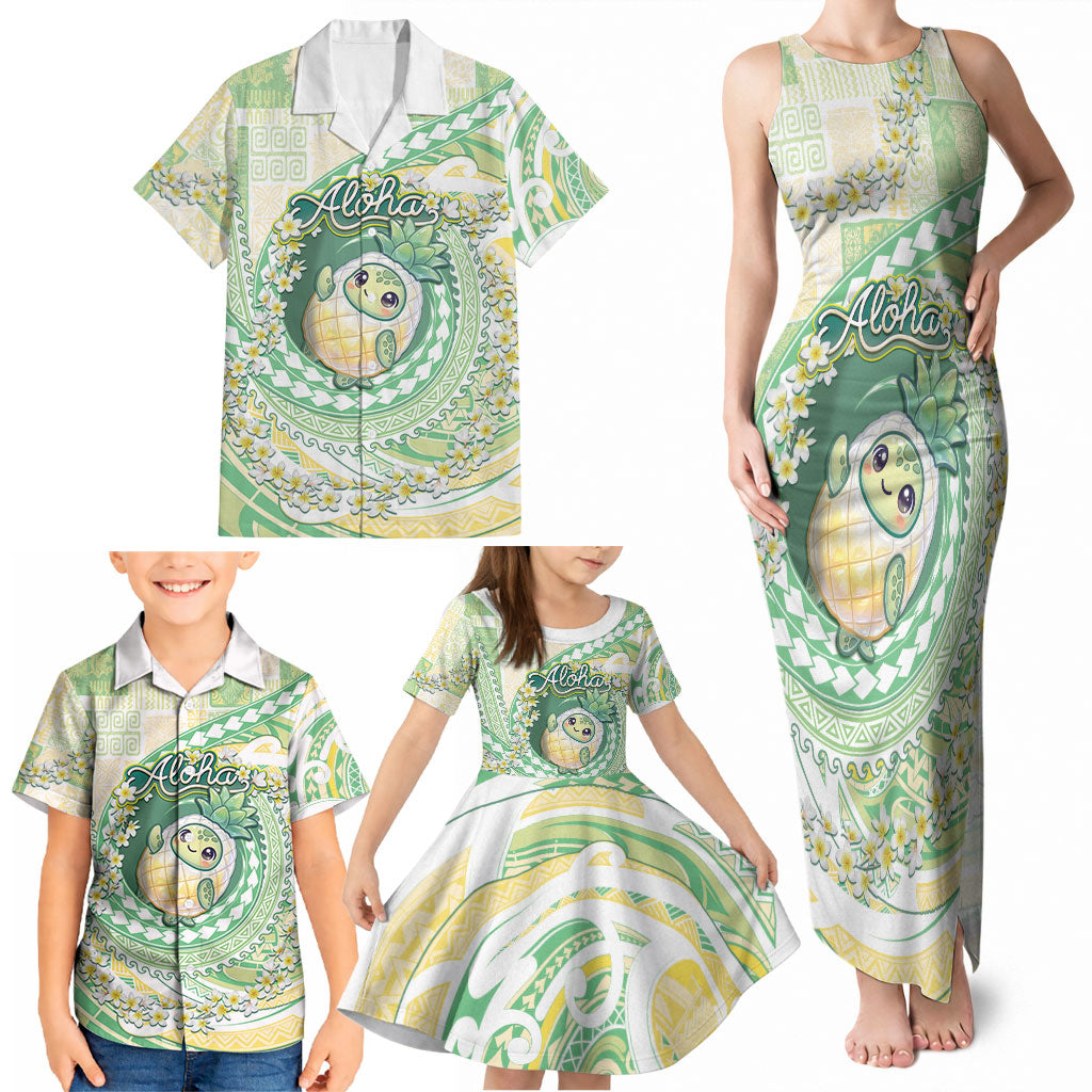 Hawaii Pineapple Family Matching Tank Maxi Dress and Hawaiian Shirt Cute Cosplay Turtle Plumeria Spiral DT05 - Polynesian Pride