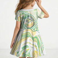 Hawaii Pineapple Kid Short Sleeve Dress Cute Cosplay Turtle Plumeria Spiral DT05 - Polynesian Pride