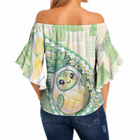 Hawaii Pineapple Off Shoulder Wrap Waist Top Cute Cosplay Turtle Plumeria Spiral DT05 - Polynesian Pride