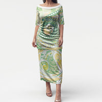 Hawaii Pineapple Puletasi Cute Cosplay Turtle Plumeria Spiral DT05 Long Dress Mint - Polynesian Pride