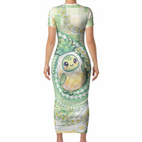 Hawaii Pineapple Short Sleeve Bodycon Dress Cute Cosplay Turtle Plumeria Spiral DT05 - Polynesian Pride