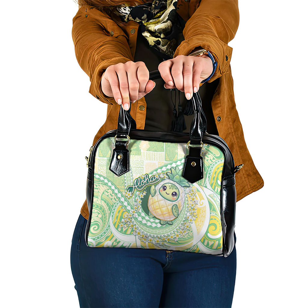 Hawaii Pineapple Shoulder Handbag Cute Cosplay Turtle Plumeria Spiral DT05 One Size Mint - Polynesian Pride