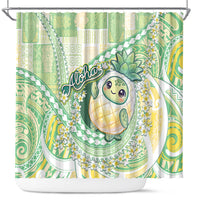 Hawaii Pineapple Shower Curtain Cute Cosplay Turtle Plumeria Spiral DT05 Mint - Polynesian Pride