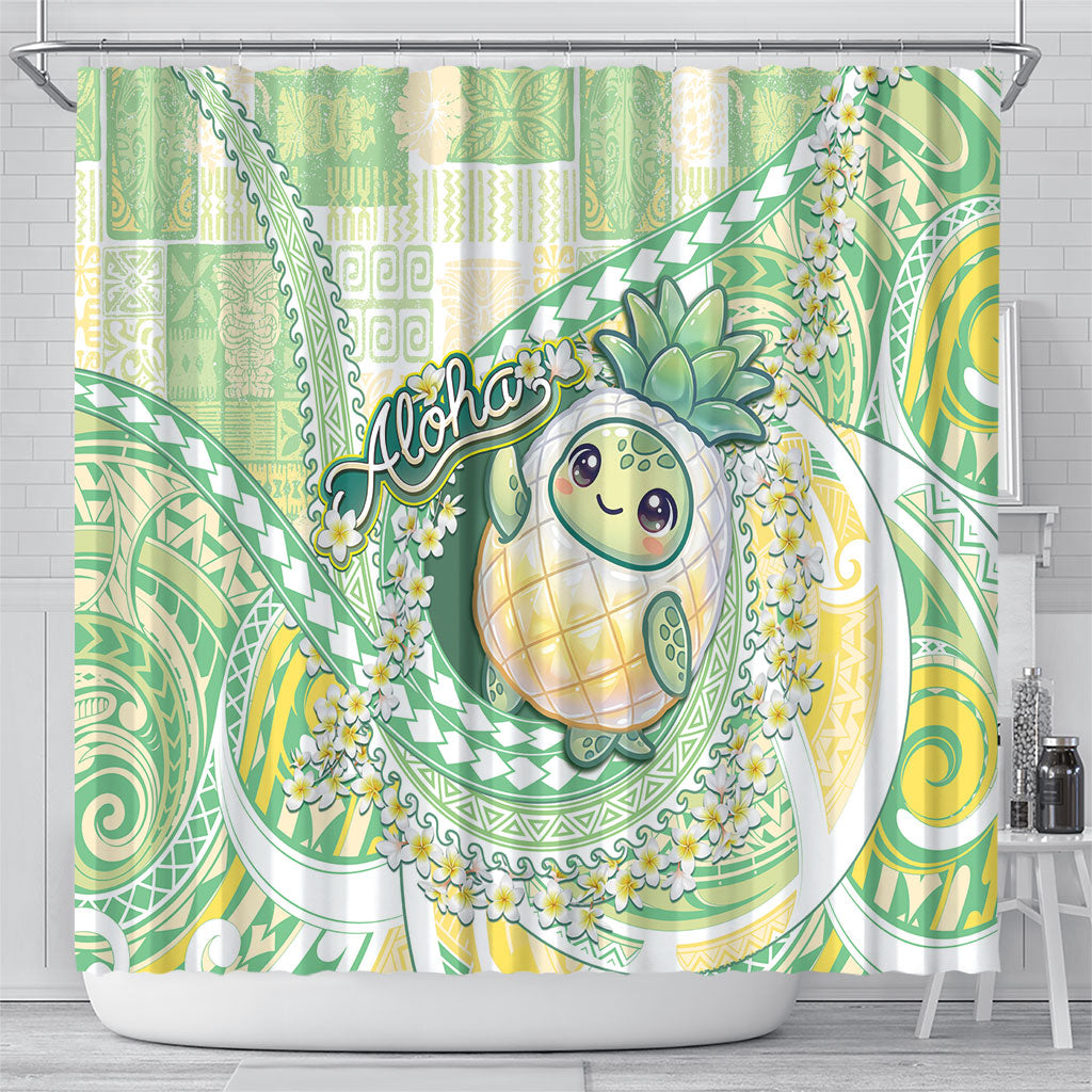 Hawaii Pineapple Shower Curtain Cute Cosplay Turtle Plumeria Spiral DT05 - Polynesian Pride