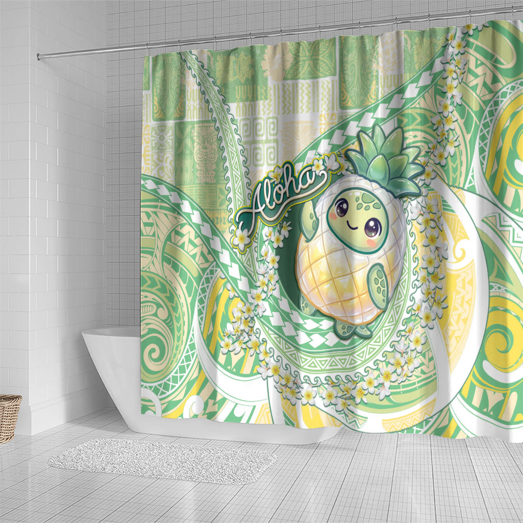 Hawaii Pineapple Shower Curtain Cute Cosplay Turtle Plumeria Spiral DT05 - Polynesian Pride