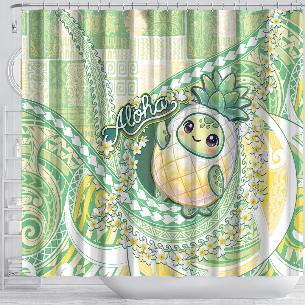 Hawaii Pineapple Shower Curtain Cute Cosplay Turtle Plumeria Spiral DT05 - Polynesian Pride