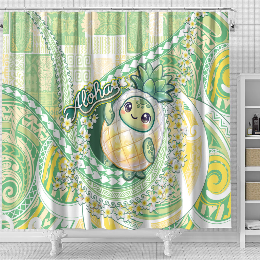 Hawaii Pineapple Shower Curtain Cute Cosplay Turtle Plumeria Spiral DT05 - Polynesian Pride