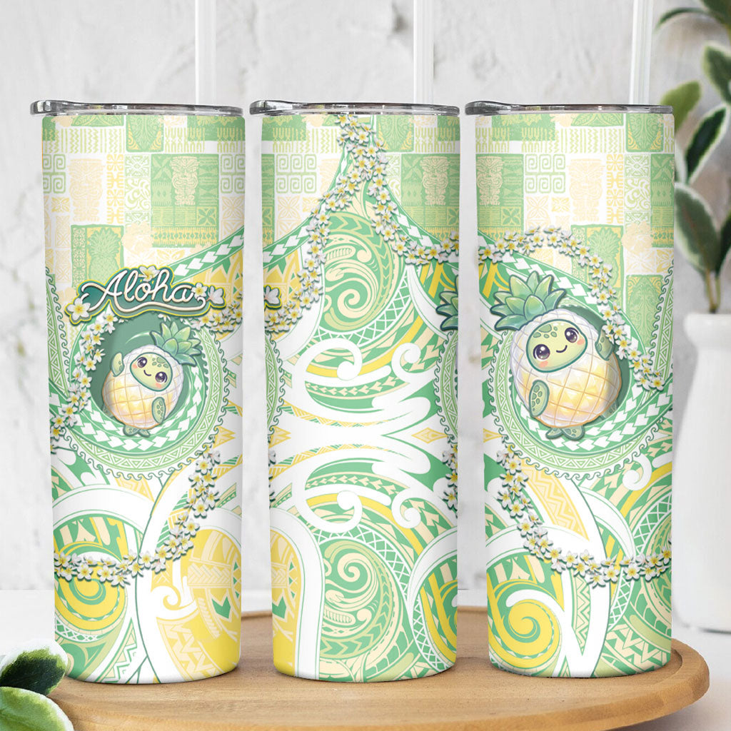 Hawaii Pineapple Skinny Tumbler Cute Cosplay Turtle Plumeria Spiral DT05 - Polynesian Pride