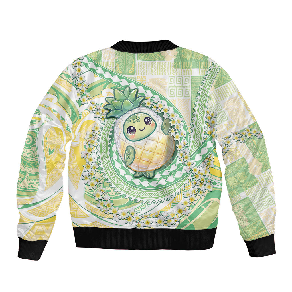 Hawaii Pineapple Sleeve Zip Bomber Jacket Cute Cosplay Turtle Plumeria Spiral DT05 - Polynesian Pride