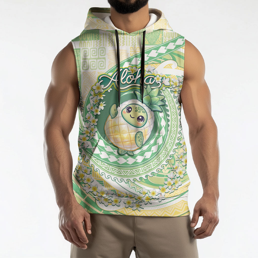 Hawaii Pineapple Sleeveless Hoodie Cute Cosplay Turtle Plumeria Spiral DT05 - Polynesian Pride