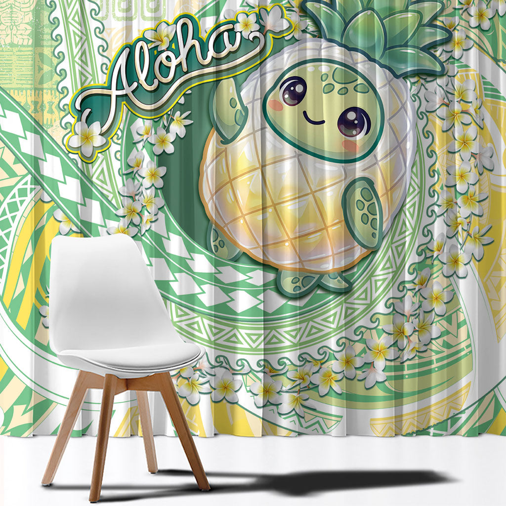 Hawaii Pineapple Window Curtain Cute Cosplay Turtle Plumeria Spiral DT05 - Polynesian Pride