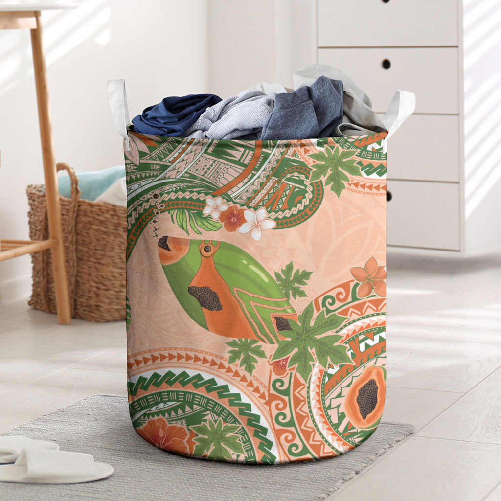 Hawaii Papaya Laundry Basket Cute Cosplay Humuhumu Fish Plumeria Waves DT05 Orange - Polynesian Pride