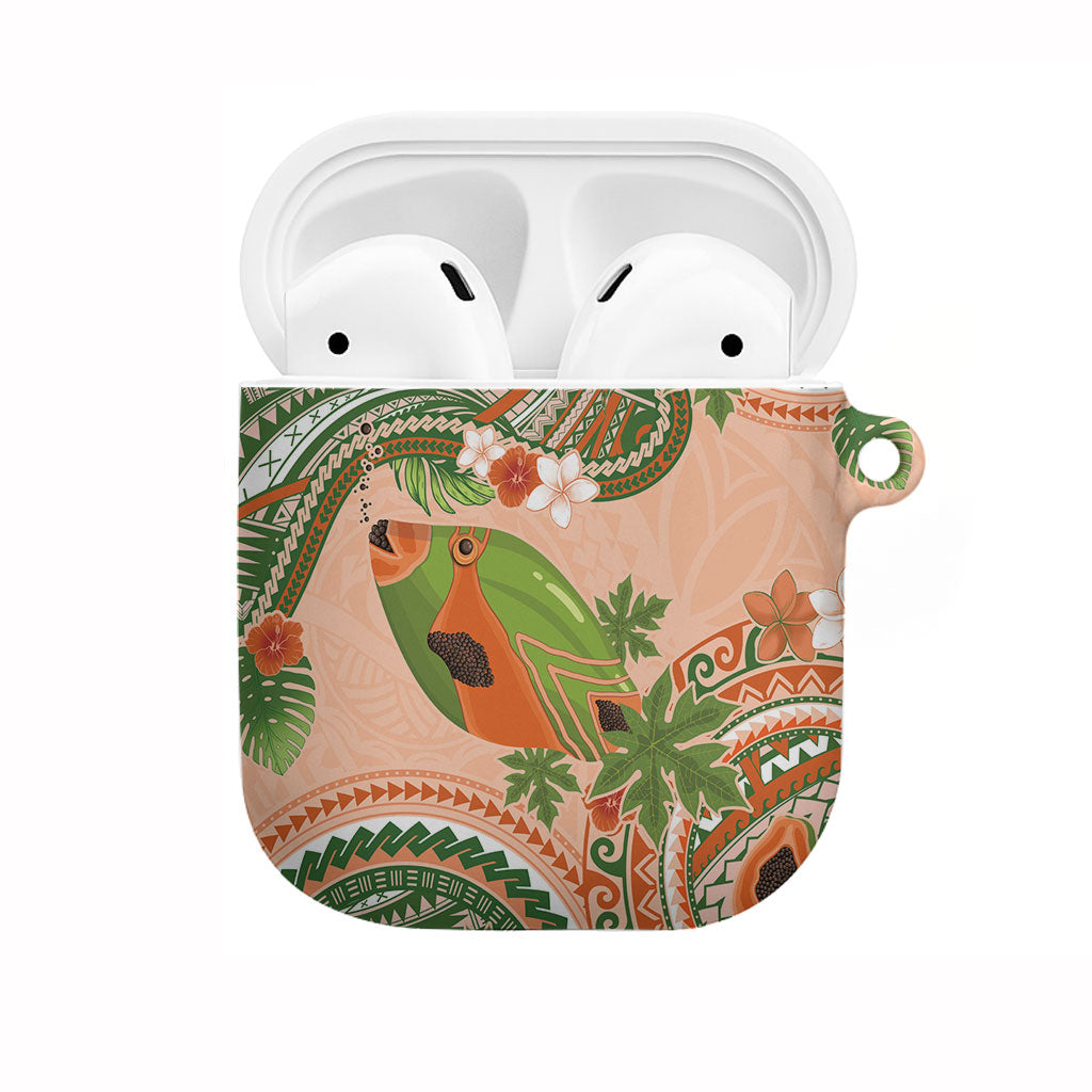 Hawaii Papaya AirPods Case Cute Cosplay Humuhumu Fish Plumeria Waves DT05 Orange - Polynesian Pride
