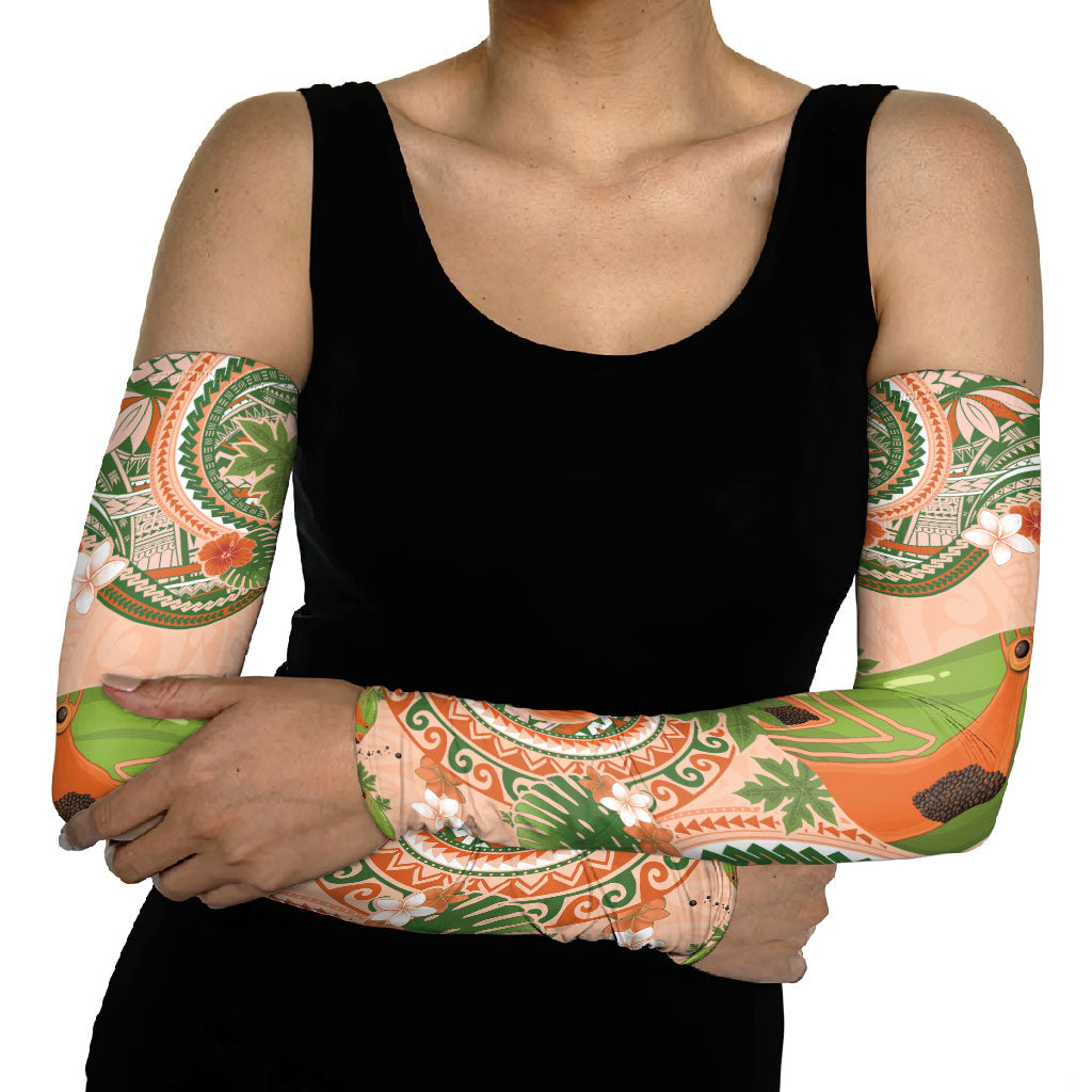 Hawaii Papaya Arm Sleeves Cute Cosplay Humuhumu Fish Plumeria Waves DT05 - Polynesian Pride