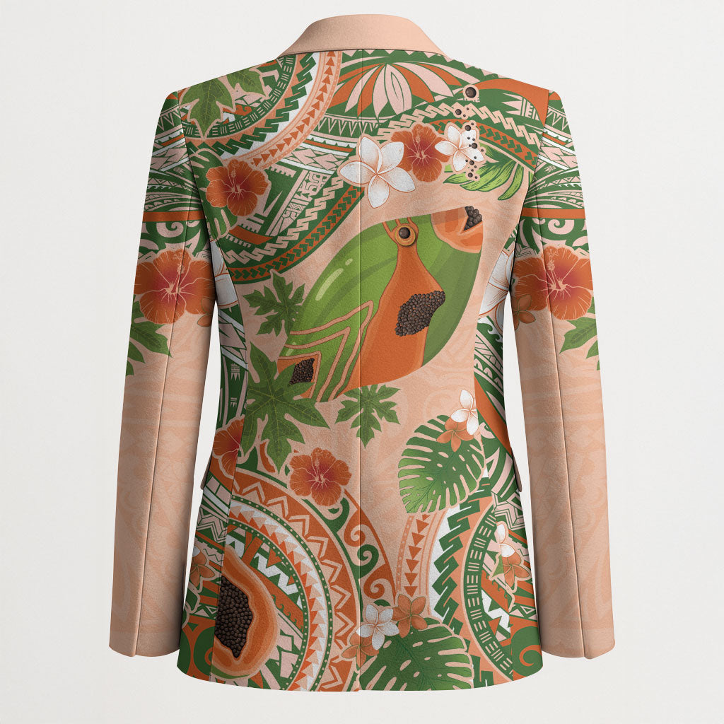 Hawaii Papaya Blazer Cute Cosplay Humuhumu Fish Plumeria Waves DT05 - Polynesian Pride