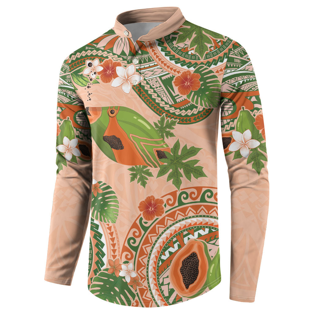 Hawaii Papaya Button Sweatshirt Cute Cosplay Humuhumu Fish Plumeria Waves DT05 - Polynesian Pride