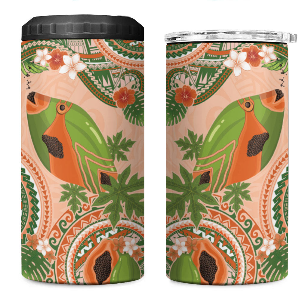 Hawaii Papaya 4 in 1 Can Cooler Tumbler Cute Cosplay Humuhumu Fish Plumeria Waves DT05 One Size: 16 oz Orange - Polynesian Pride