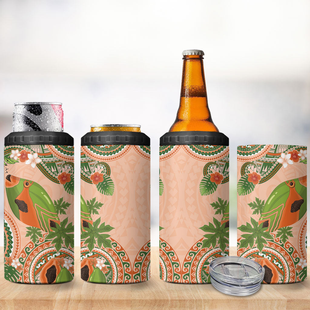 Hawaii Papaya 4 in 1 Can Cooler Tumbler Cute Cosplay Humuhumu Fish Plumeria Waves DT05 - Polynesian Pride